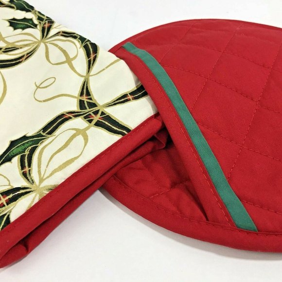 Lenox Christmas Kitchen Set Oven Mitt and Pot Holder Holiday Nouveau Design New - Picture 3 of 4
